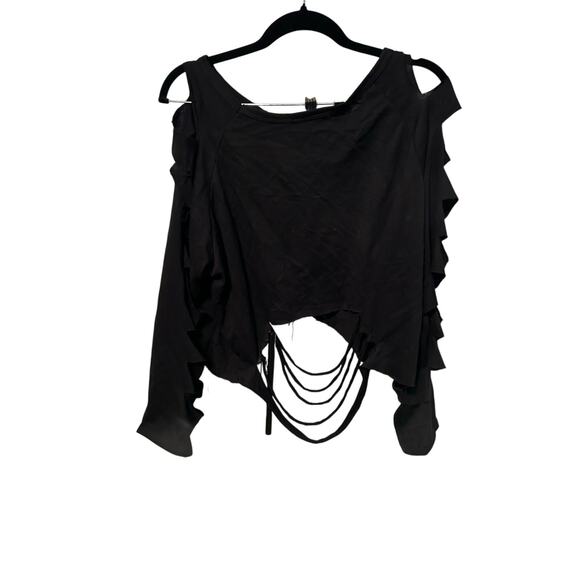 Vintage Y2K Grunge Style Black Distressed Too by Blush Large - Picture 4 of 4